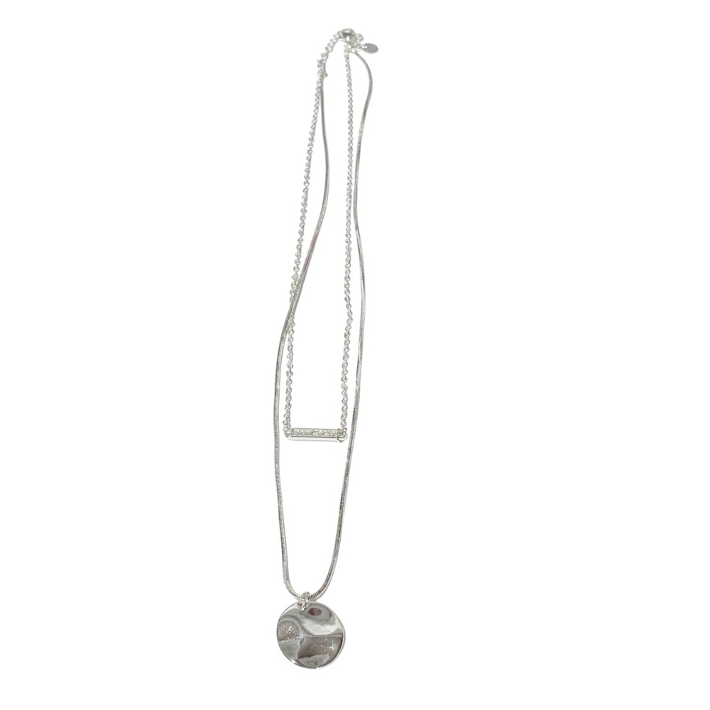 925 Sterling Silver Circle Lucky Bar‎ Layered Necklace Jewelry